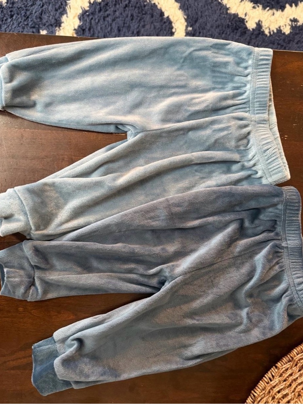 kyle + Deena Velour Joggers in Two Blue Shades. Both 3-6mt